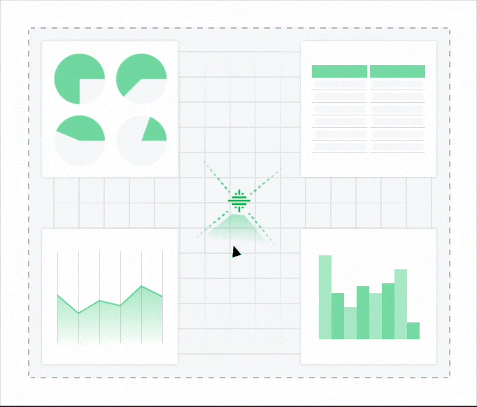 a2ui visual R&D canvas: agents generate tables, pie, line and bar charts on a visual workbench for task progress